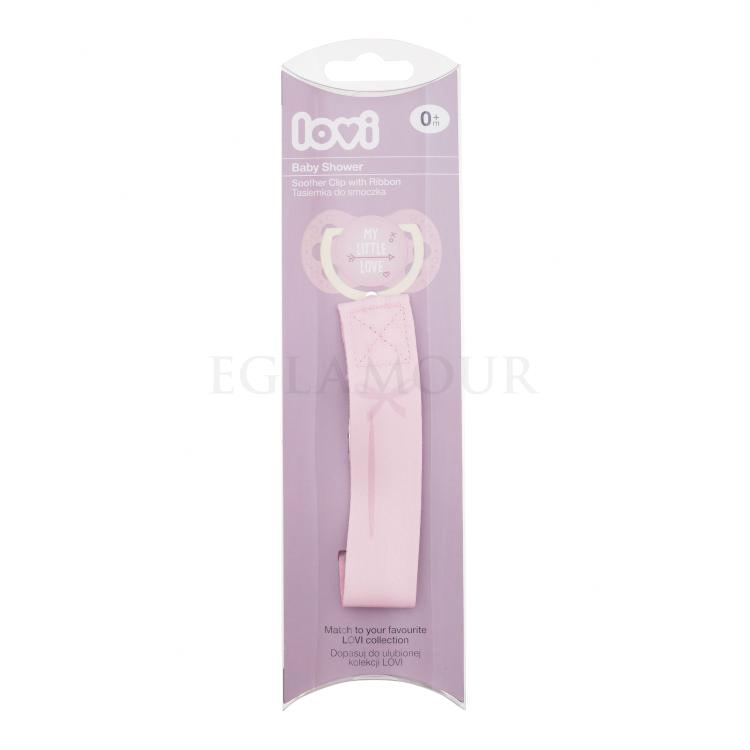 LOVI Baby Shower Soother Clip With Ribbon Girl Łańcuszek do smoczka dla dzieci 1 szt