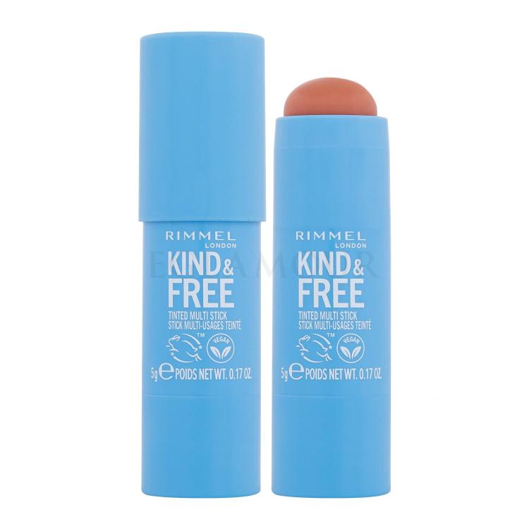 Rimmel London Kind &amp; Free Tinted Multi Stick Róż dla kobiet 5 g Odcień 002 Peachy Cheeks