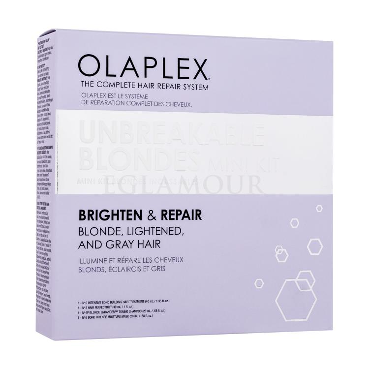 Olaplex Unbreakable Blondes Mini Kit Zestaw serum na włosy Intensive Bond Building Hair Treatment No.0 40 ml + balsam na włosy Hair Perfector No.3 30 ml + szampon Blonde Enhancer Toning Shampoo No. 4P 20 ml + maska Bond Intense Moisture Mask No. 8 20 ml