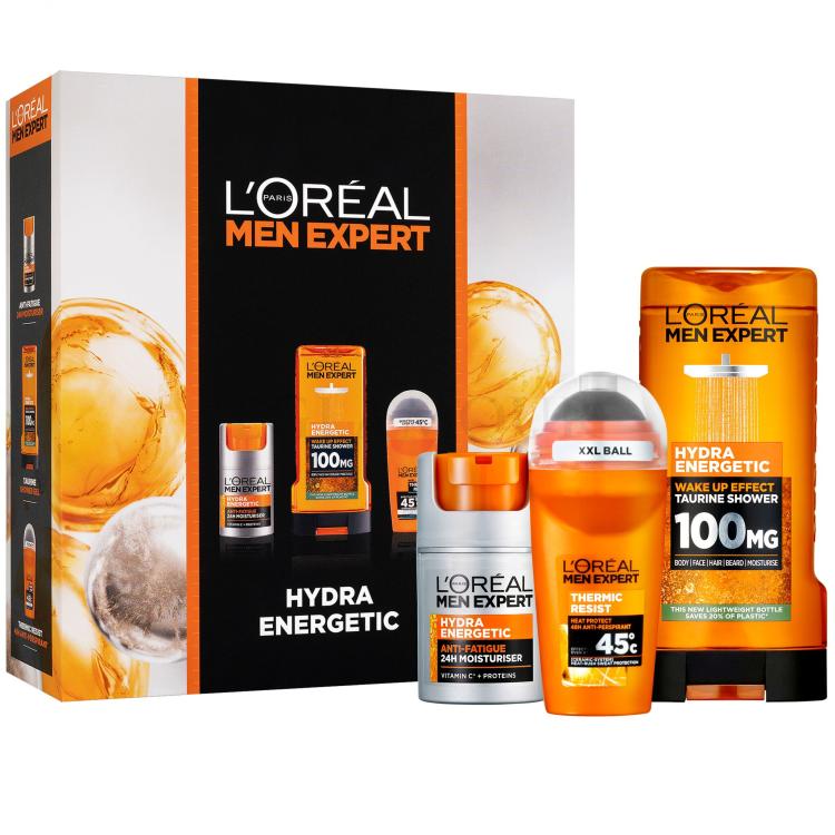 L&#039;Oréal Paris Men Expert Men Zone Zestaw Krem nawilżający Men Expert Hydra Energetic Daily Moisturizer 50 ml + żel pod prysznic Men Expert Hydra Energetic 300 ml + antyperspirant Men Expert Thermic Resist Antiperspirant 50 ml