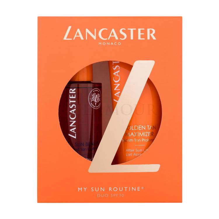 Lancaster Sun Beauty My Sun Routine Zestaw olejek do opalania Sun Beauty Satin Dry Oil SPF30 150 ml + mleczko po opalaniu Golden Tan Maximizer After Sun Lotion 125 ml