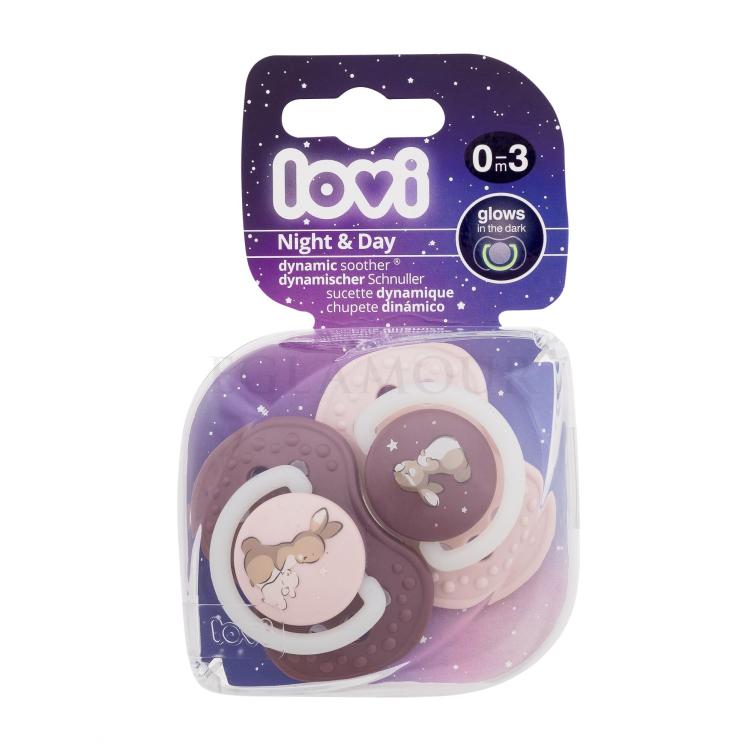 LOVI Night &amp; Day Dynamic Soother Girl 0-3m Smoczek dla dzieci 2 szt