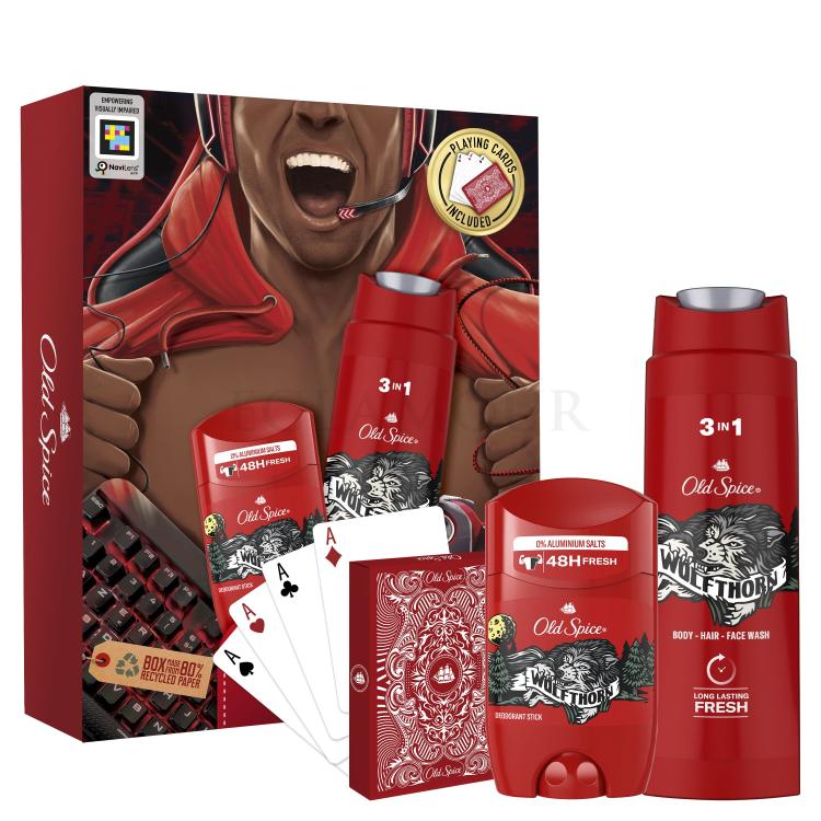 Old Spice Wolfthorn Zestaw deostick 50 ml + żel pod prysznic 3w1 250 ml + karty do gry