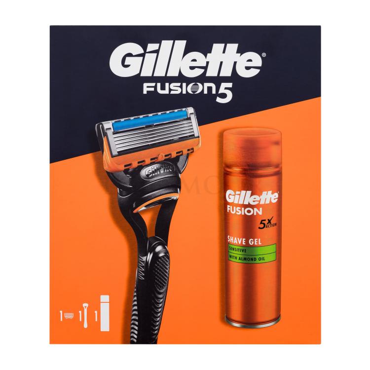 Gillette Fusion5 Zestaw maszynka do golenia Fusion5 1 szt. + żel do golenia Fusion Shave Gel Sensitive 200 ml Uszkodzone pudełko