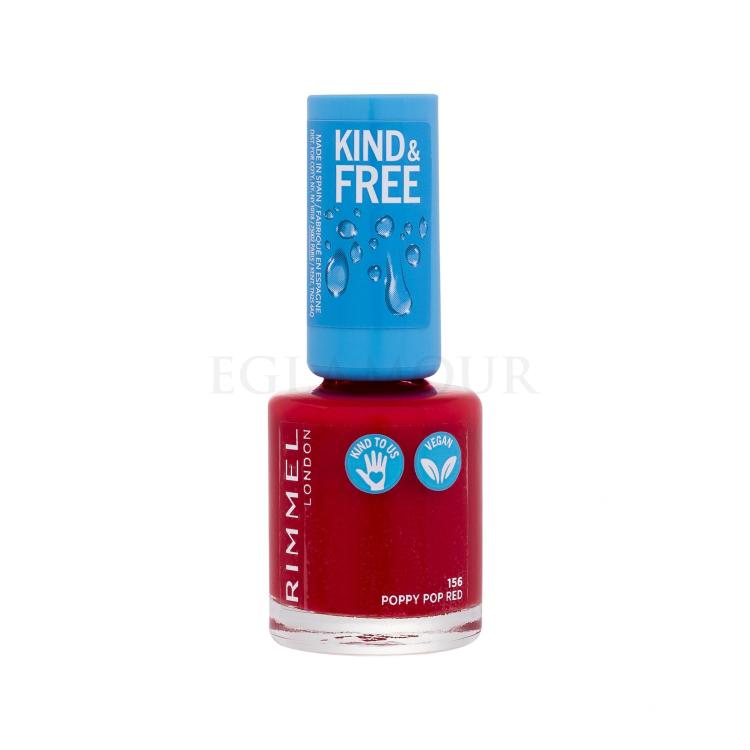 Rimmel London Kind &amp; Free Lakier do paznokci dla kobiet 8 ml Odcień 156 Poppy Pop Red