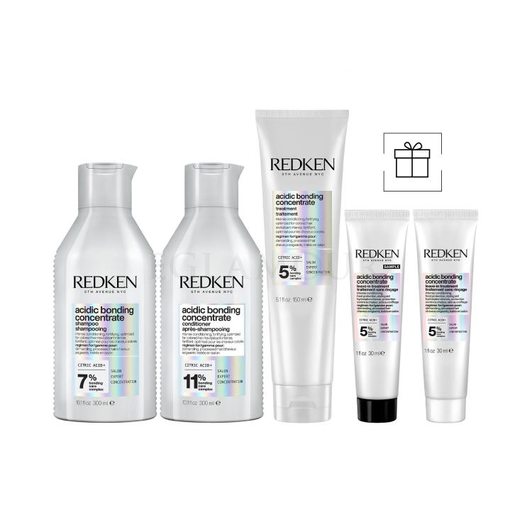 Zestaw Szampon do włosów Redken Acidic Bonding Concentrate + Odżywka Redken Acidic Bonding Concentrate Conditioner + Pielęgnacja bez spłukiwania Redken Acidic Bonding Concentrate Leave-in Treatment + Szampon do włosów Redken Acidic Bonding Concentrate + Odżywka Redken Acidic Bonding Concentrate Cond