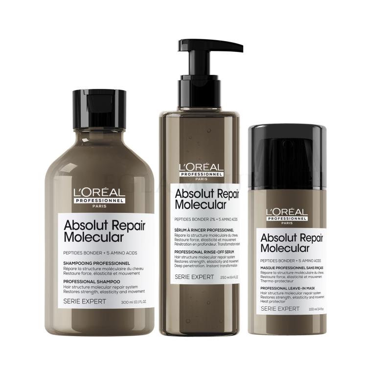 Zestaw Szampon do włosów L&#039;Oréal Professionnel Absolut Repair Molecular Professional Shampoo + Serum do włosów L&#039;Oréal Professionnel Absolut Repair Molecular Professional Rinse-Off Serum + Maska do włosów L&#039;Oréal Professionnel Absolut Repair Molecular Professional Leave-In Mask