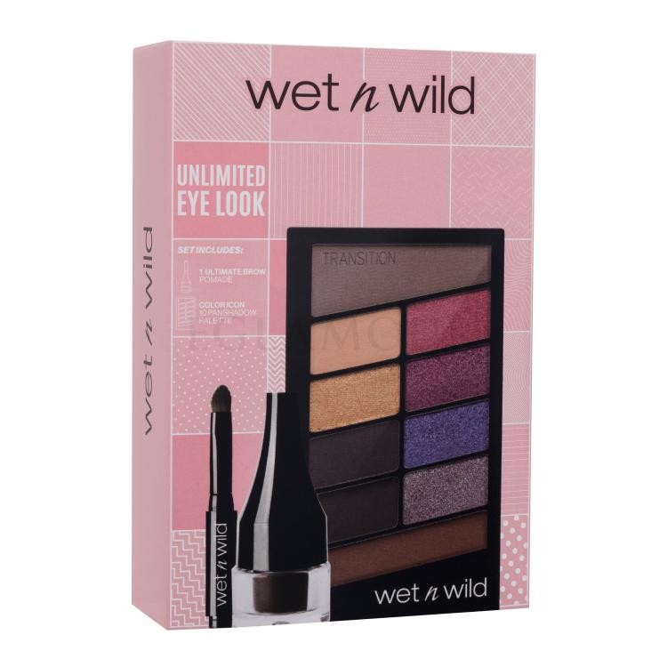 Wet n Wild Unlimited Eye Look Zestaw paletka cieni do powiek Color Icon 10 Panshadow Palette 10 g V.I. Purple + pomada do brwi Ultimate Brow Pomade 2,5 g Brunette Uszkodzone pudełko