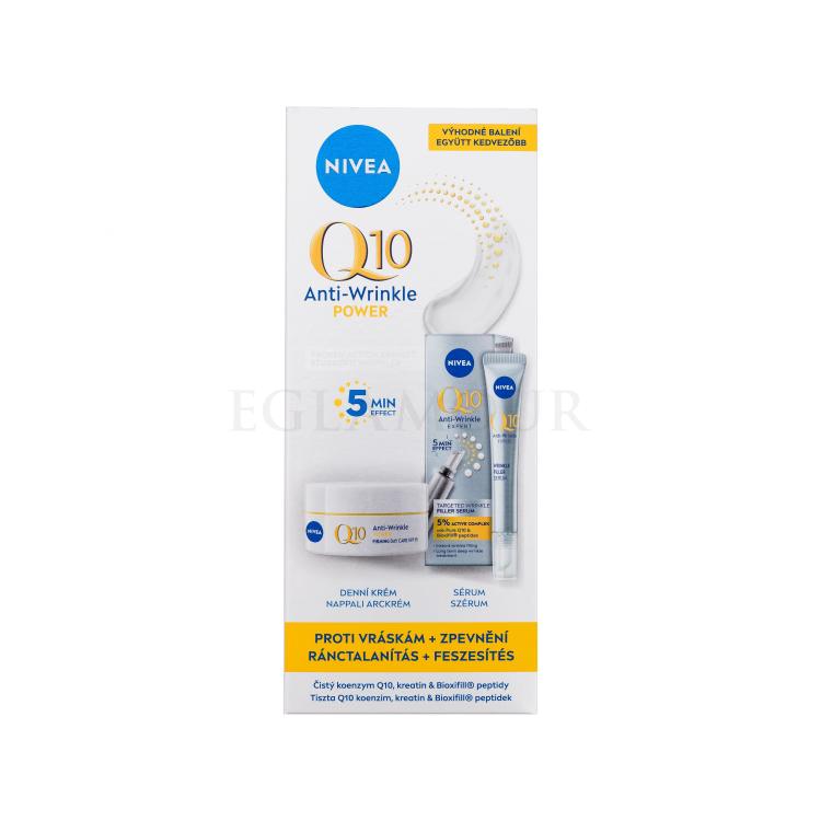 Nivea Q10 Anti-Wrinkle Power Zestaw serum do twarzy Q10 Anti-Wrinkle Expert 15 ml + krem do twarzy na dzień Q10 Anti-Wrinkle Power Firming Day Care SPF15 50 ml