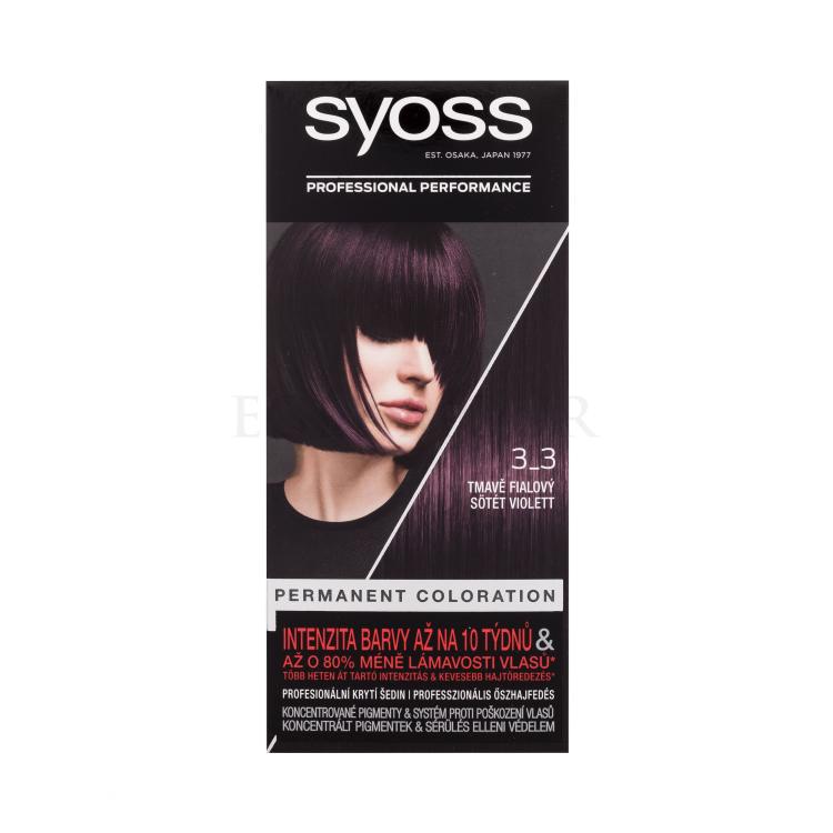 Syoss Permanent Coloration Farba do włosów dla kobiet 50 ml Odcień 3-3 Dark Violet Uszkodzone pudełko