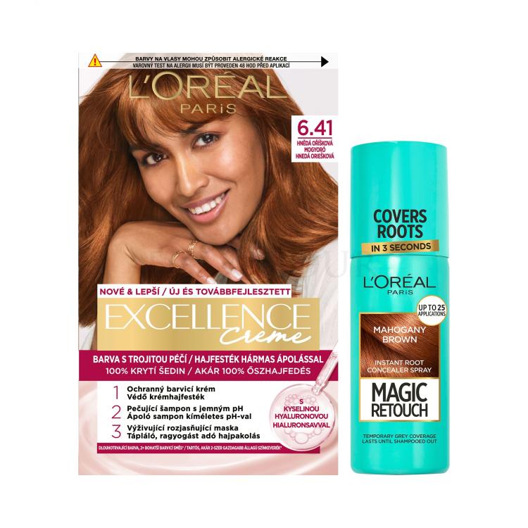 Zestaw Farba do włosów L&#039;Oréal Paris Magic Retouch Instant Root Concealer Spray + Farba do włosów L&#039;Oréal Paris Excellence Creme Triple Protection