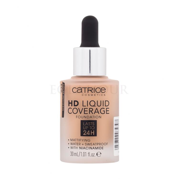 Catrice HD Liquid Coverage 24H Podkład dla kobiet 30 ml Odcień 034 Medium Beige