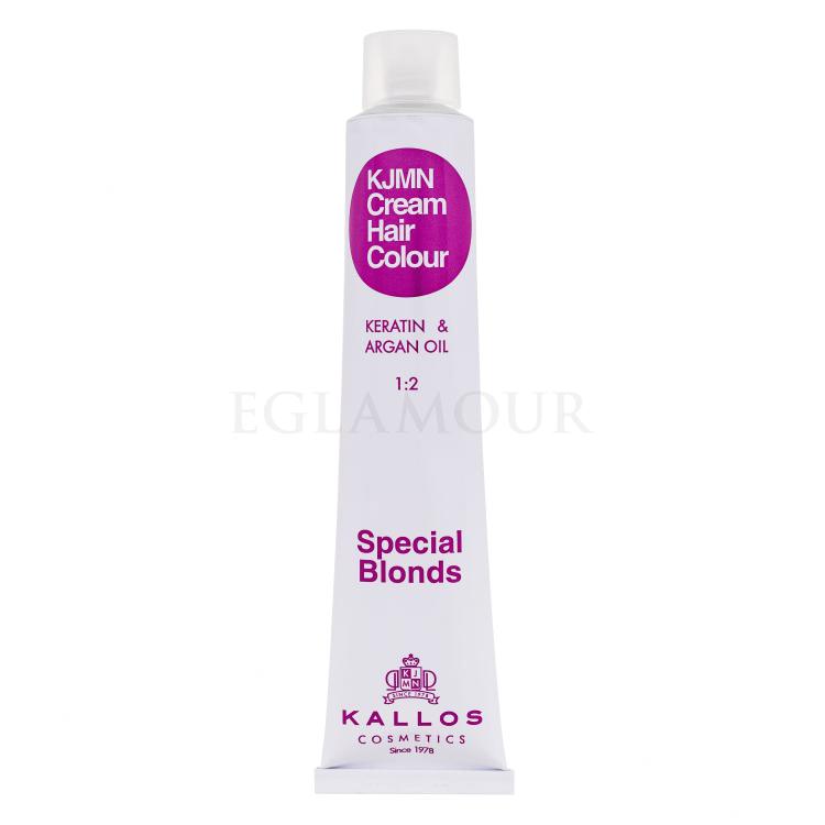 Kallos Cosmetics KJMN Cream Hair Colour Keratin &amp; Argan Oil Special Blonds Farba do włosów dla kobiet 100 ml Odcień 90.01 Silver Blond