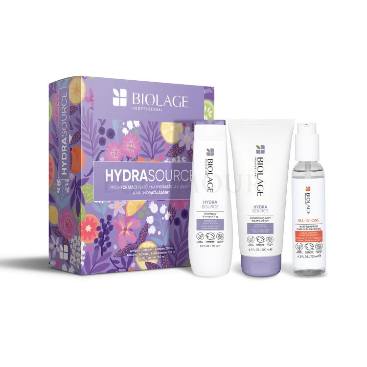 Biolage Hydra Source Zestaw szampon Hydra Source 250 ml + odżywka Hydra Source 200 ml + olej do włosów All-In-One Multi-Benefit Oil 125 ml