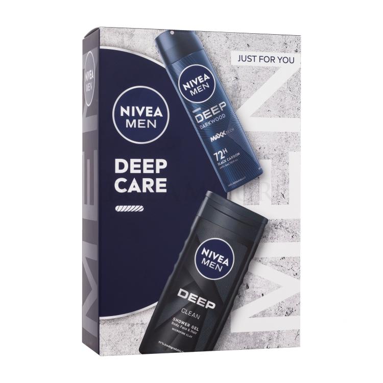 Nivea Men Deep Care Zestaw antyperspirant Men Deep Darkwood 150 ml + żel pod prysznic Men Deep Clean 250 ml