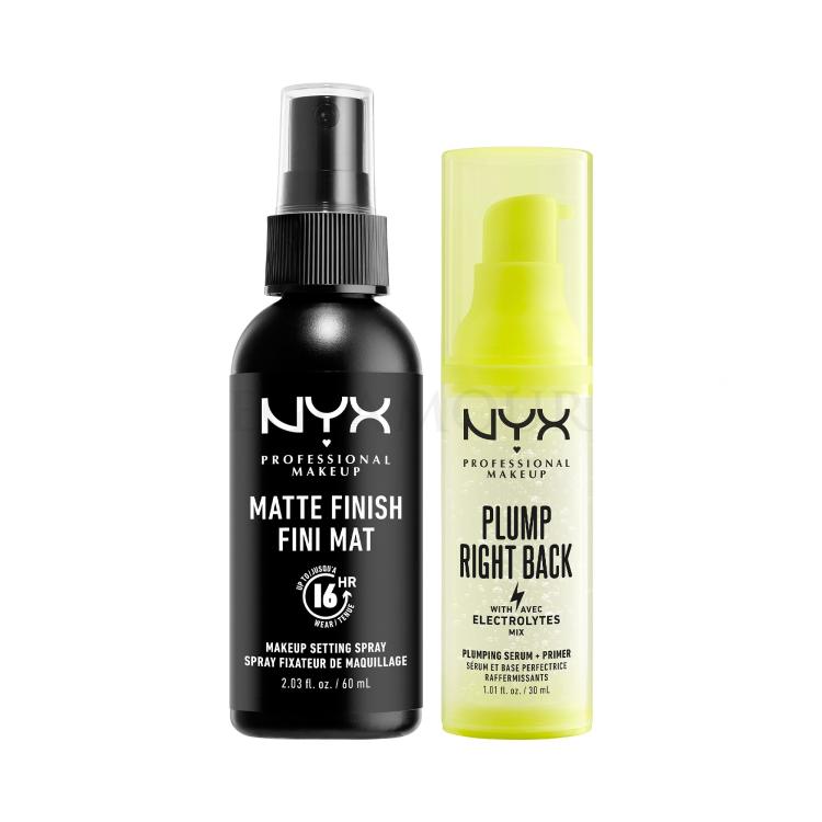 Zestaw Utrwalacz makijażu NYX Professional Makeup Matte Finish + Baza pod makijaż NYX Professional Makeup Plump Right Back Plumping Serum + Primer