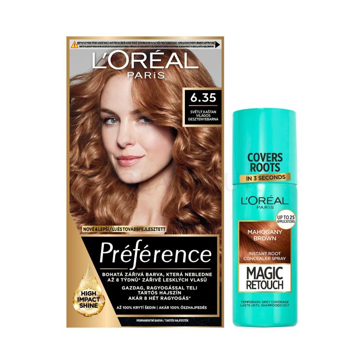 Zestaw Farba do włosów L&#039;Oréal Paris Magic Retouch Instant Root Concealer Spray + Farba do włosów L&#039;Oréal Paris Préférence