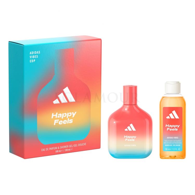 Adidas Vibes Happy Feels Zestaw woda perfumowana 100 ml + żel pod prysznic 100 ml