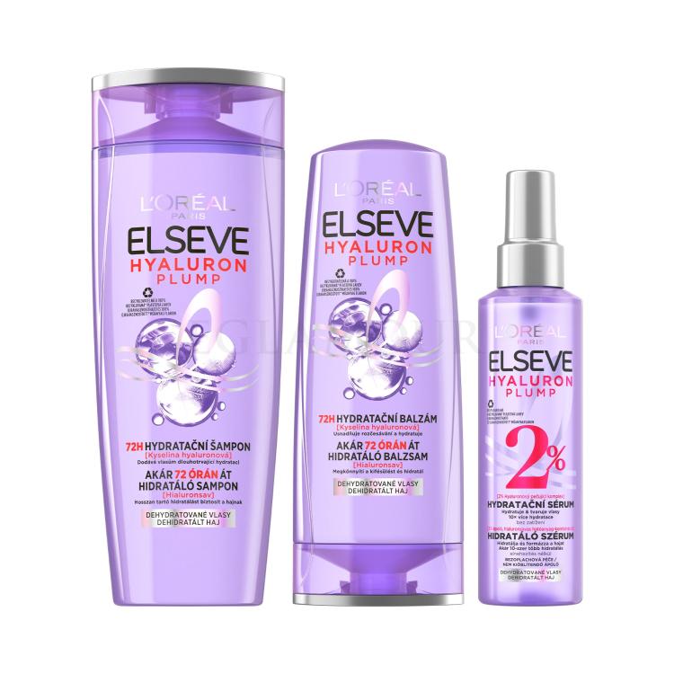 Zestaw Szampon do włosów L&#039;Oréal Paris Elseve Hyaluron Plump Moisture Shampoo + Balsam do włosów L&#039;Oréal Paris Elseve Hyaluron Plump Moisture Balm + Serum do włosów L&#039;Oréal Paris Elseve Hyaluron Plump Moisture Serum