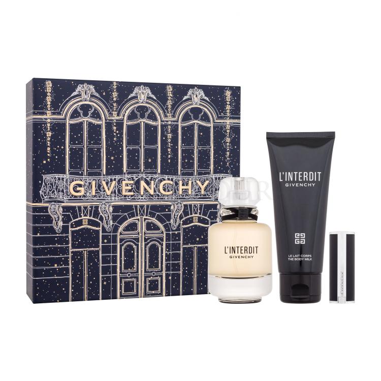 Givenchy L&#039;Interdit Zestaw woda perfumowana 50 ml + mleczko do ciała 75 ml + pomadka Le Rouge Interdit Intense Silk 1,5 g 333