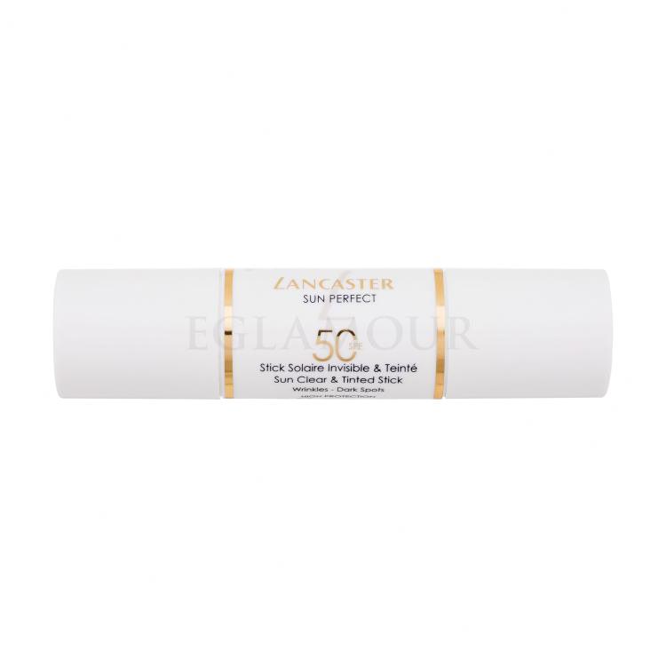 Lancaster Sun Perfect Sun Clear &amp; Tinted Stick SPF50 Preparat do opalania twarzy dla kobiet 12 g Uszkodzone pudełko