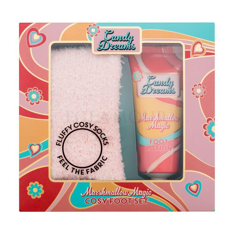 Xpel Candy Dreams Marshmallow Magic Cosy Foot Set Zestaw mleczko do stóp Marshmallow Magic 100 ml + 1 para miękkich skarpetek one size