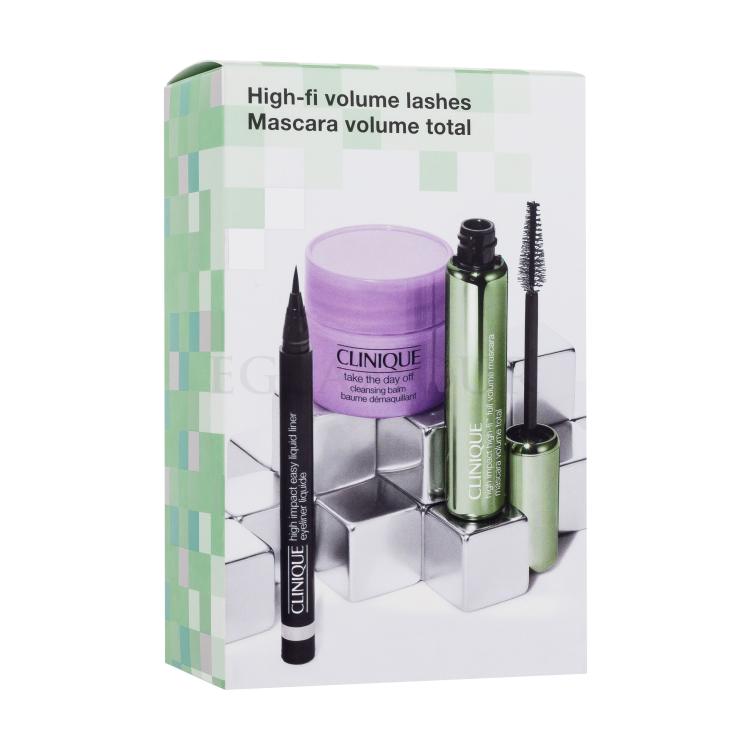 Clinique High Impact High-Fi Full Volume Mascara Zestaw maskara High Impact High-Fi 10 ml + eyeliner High Impact Eyeliner Liquide 0,34 g Black + balsam do demakijażu Take The Day Off Cleansing Balm 15 ml